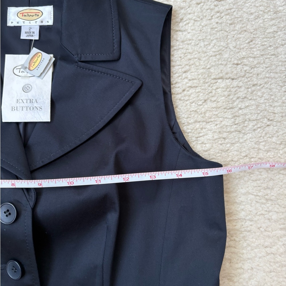 Talbots Chic Stretch Navy Blue Vest With Buttons, Sz 2 business career preppy - Picture 3 of 5